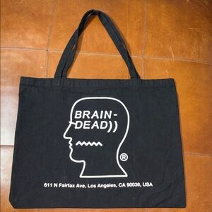 BRAIN DEAD Black Canvas Cotton Large Tote Bag